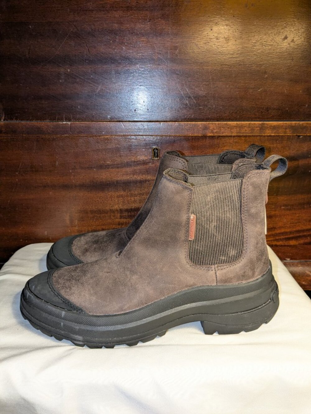 Merrell Harper Waterproof Pull On Boots 9 Bracken Suede Gorpcore Granola Chelsea